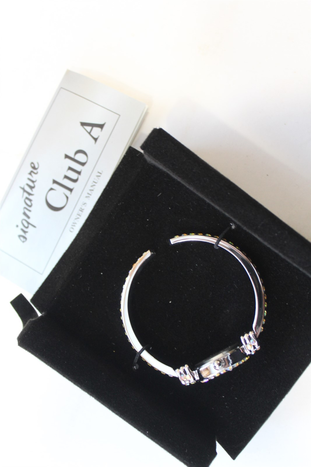 Women’s Wrist Watch Flex Dangle Silver-Tone Finish Rainbow Stones
