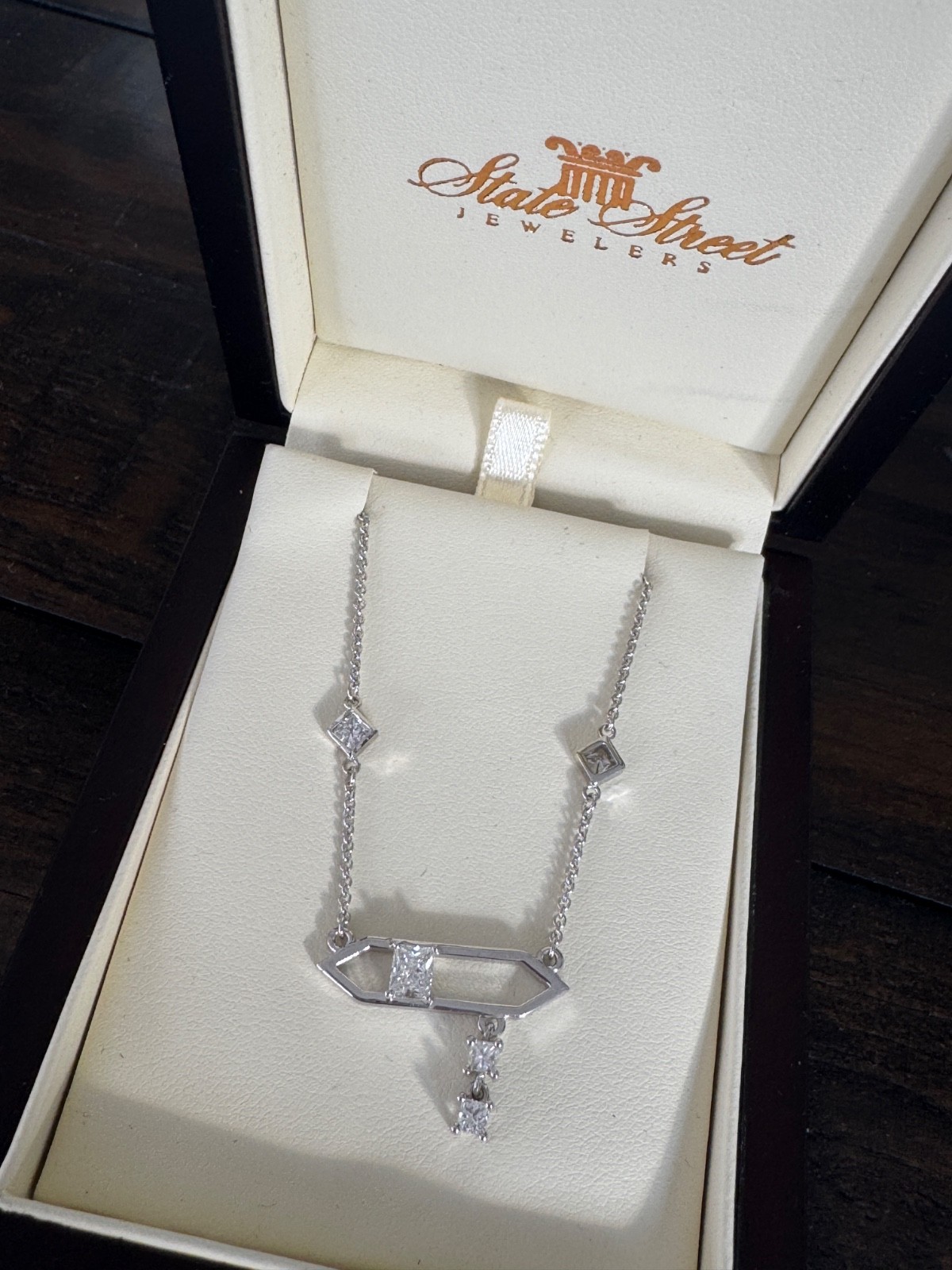 Custom 14K White Gold Diamond Necklace – Appraisal provided upon request