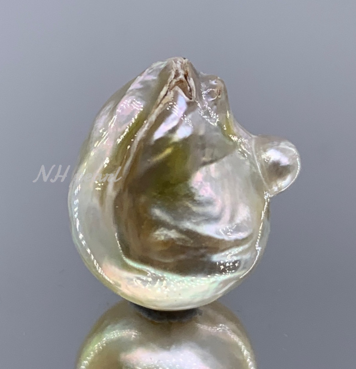 South Sea Pearl gold silver 13.1mm x 16.6mm lombok Indonesia 3.86g undrilled