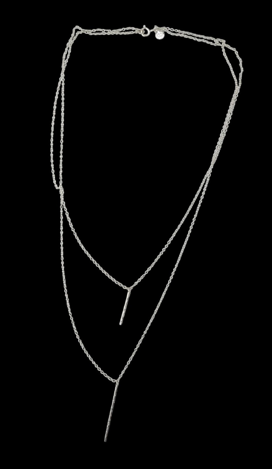 Gorgana Jewelry Pillar Pendant Necklace Double Layer Silver Minimalist