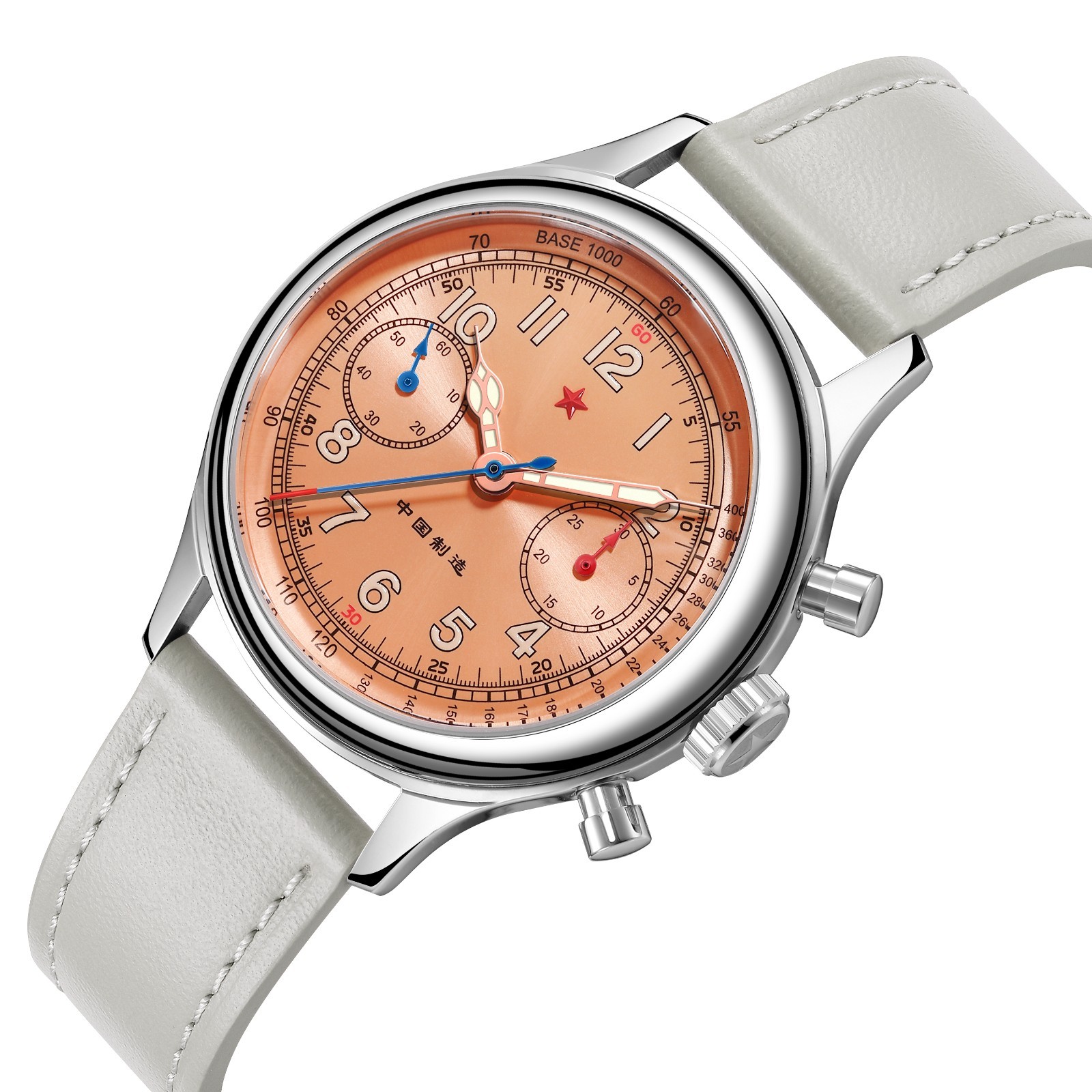 RED STAR 1963 SEAGULL ST1901 Chronograph Movement Wrist Watch 38mm 50M C3 316L