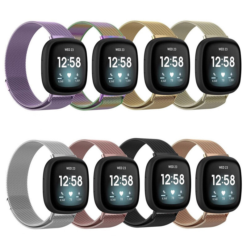 For Fitbit Versa 1/2/3/Sense Milanese Band Metal Stainless Steel Magnet Strap