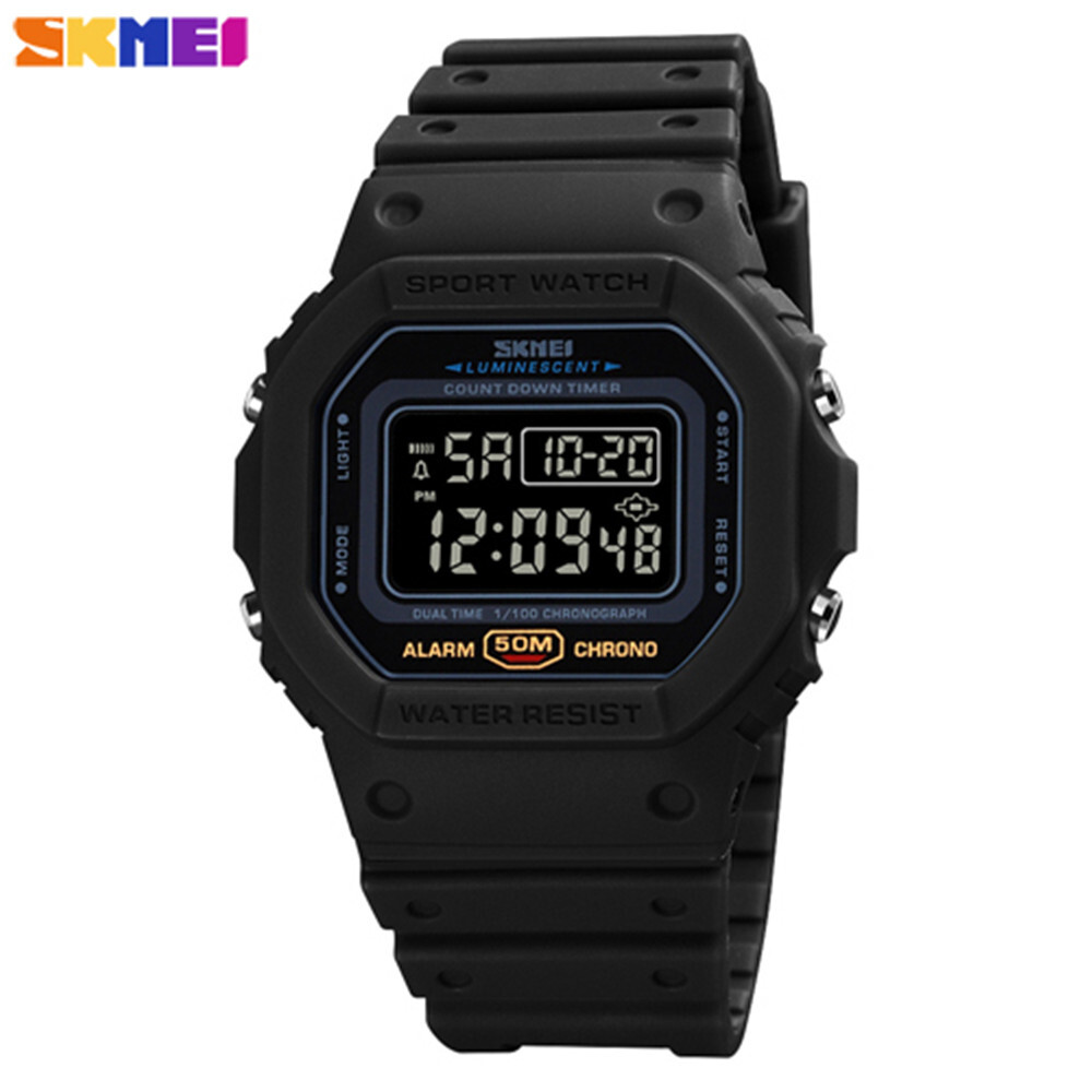 SKMEI Men Sport Watch Rectangle Digital Wristwatch Countdown Electronic Watches