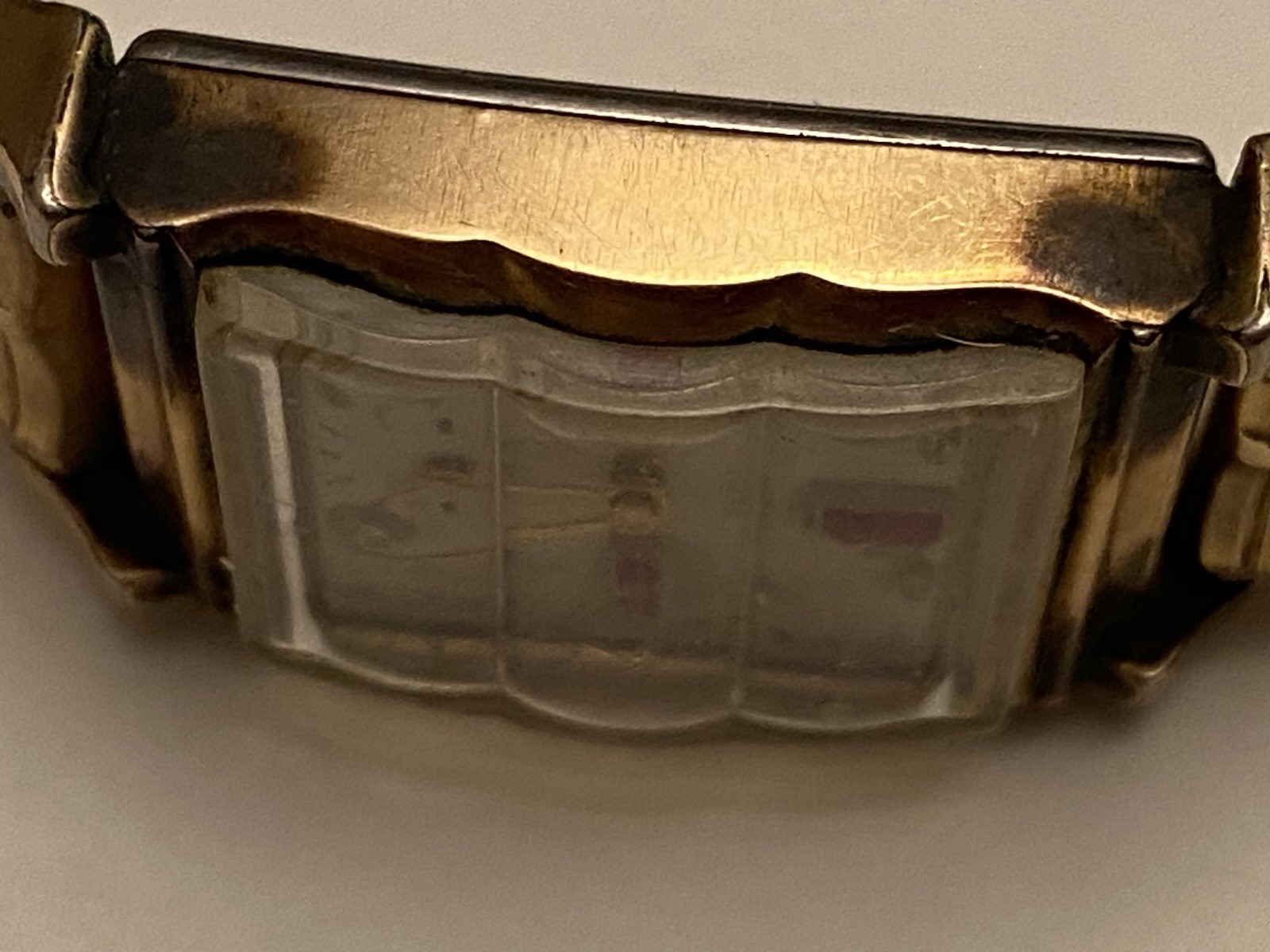 Monarch De Luxe 10K RGF Jeweled Men’s Watch Contoured Crystal It Runs! RARE