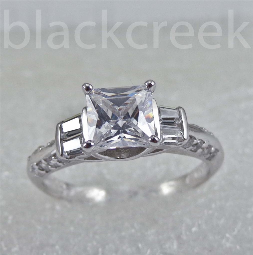 Silver 1.5ct Princess C.Z.Promise Ring Size 5/6/7/8/8.5/9/9.25/10/10.25