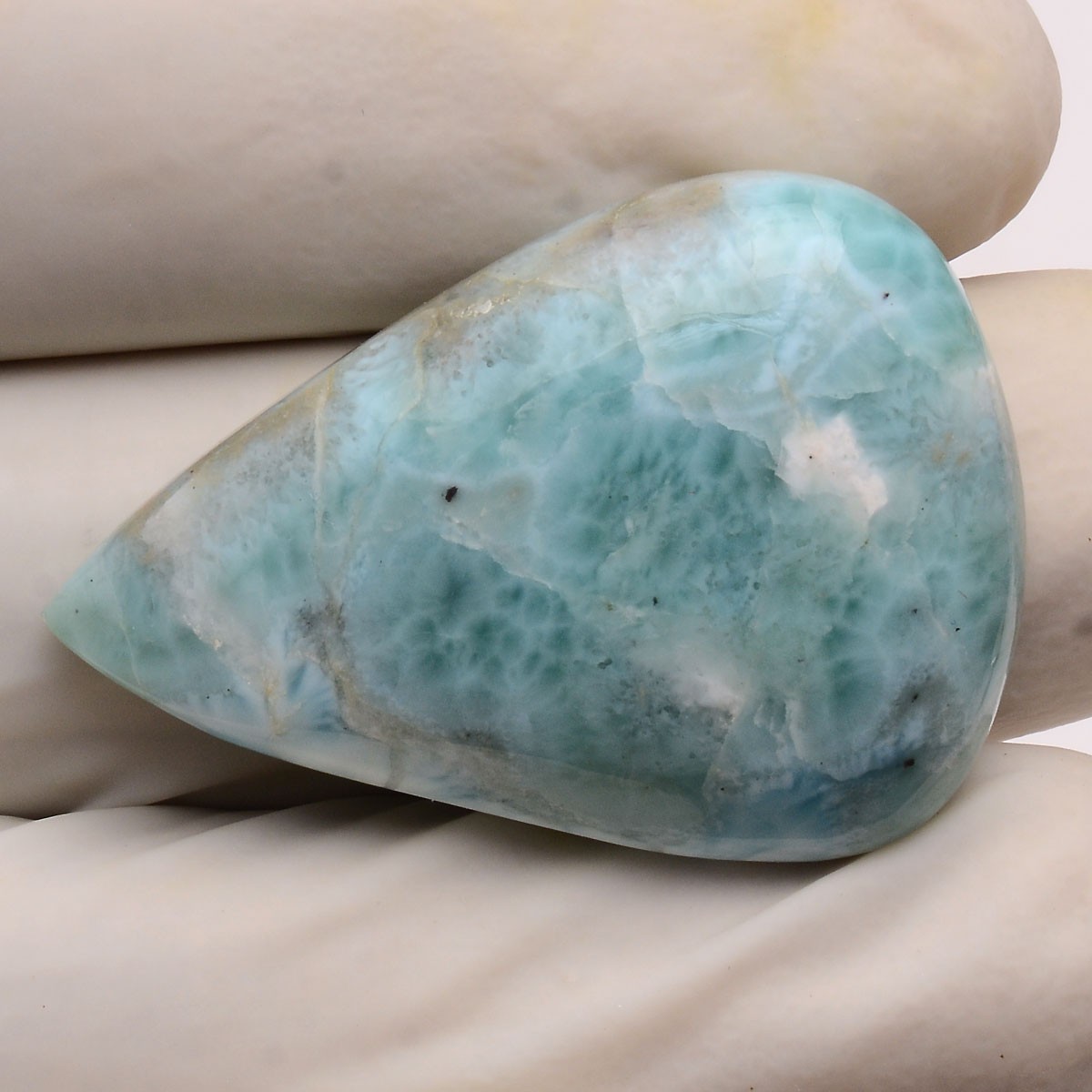 50.00 Cts Natural Larimar Huge Pear Cabochon Untreated 36mmx25mm Loose Gemstone