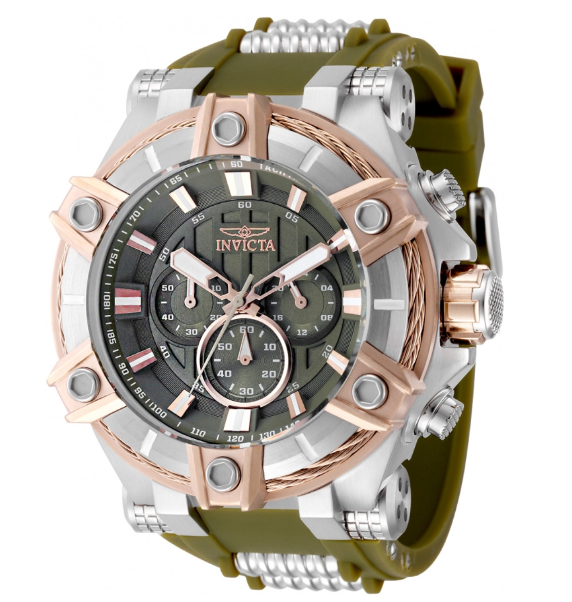 Invicta Bolt Surge Men’s 52mm Green & Rose Gold Chronograph Watch 49809