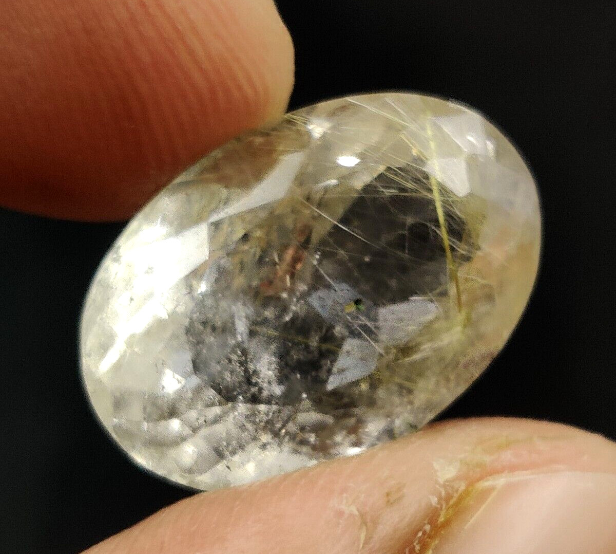 13.60 Ct Natural Rutilated Quartz Faceted Cut Oval 18.5x13mm Loose Gemstone W200