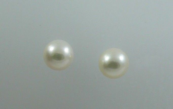 Akoya Stud 9.7 mm Pearl Earring 14k White Gold Post and Push Back