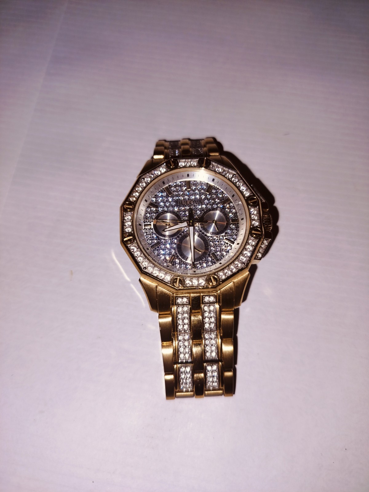 Bulova Octava Quartz Crystal Accent Gold Tone Men’s Watch