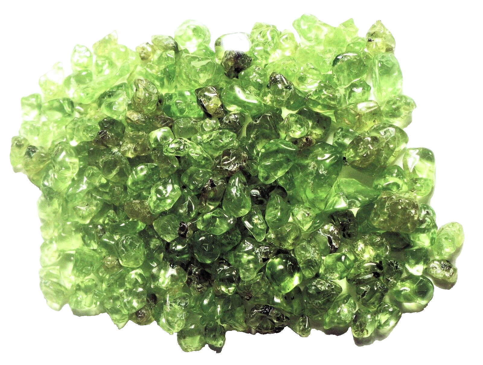 100cts ASSORTED 2 – 5 mm TUMBLE POLISHED PERIDOT CHIPS CHINA