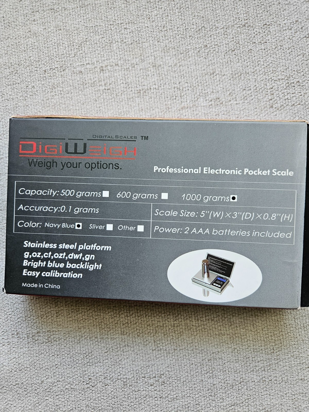 DigiWeigh Professional Electronic Pocket Scale 1000 grams