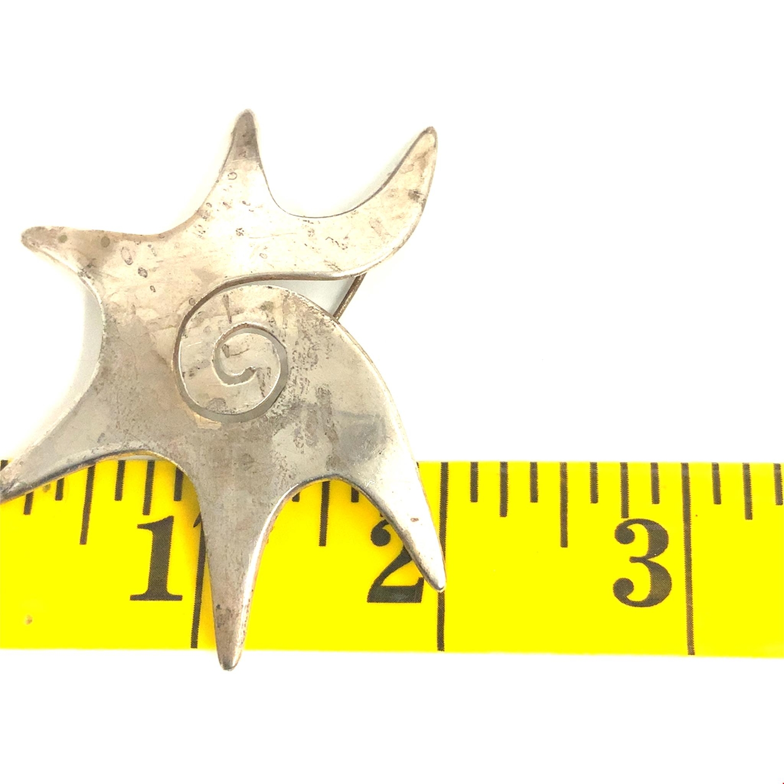 Vintage Signed Sterling Hecho En Mexico AAR Antonio Reina Star Shell Brooch Pin