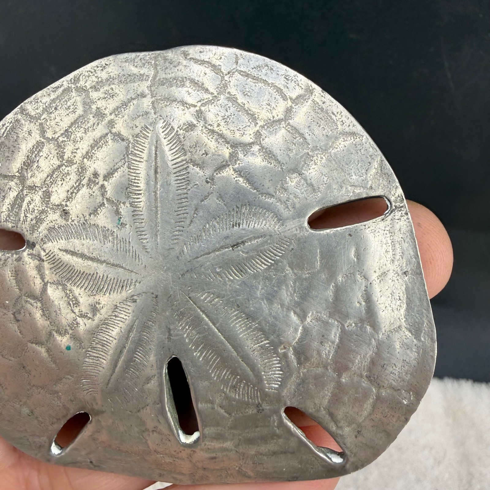 Vintage Reed & Barton Pendant Pewter Sand Dollar Coastal Nautical 3in