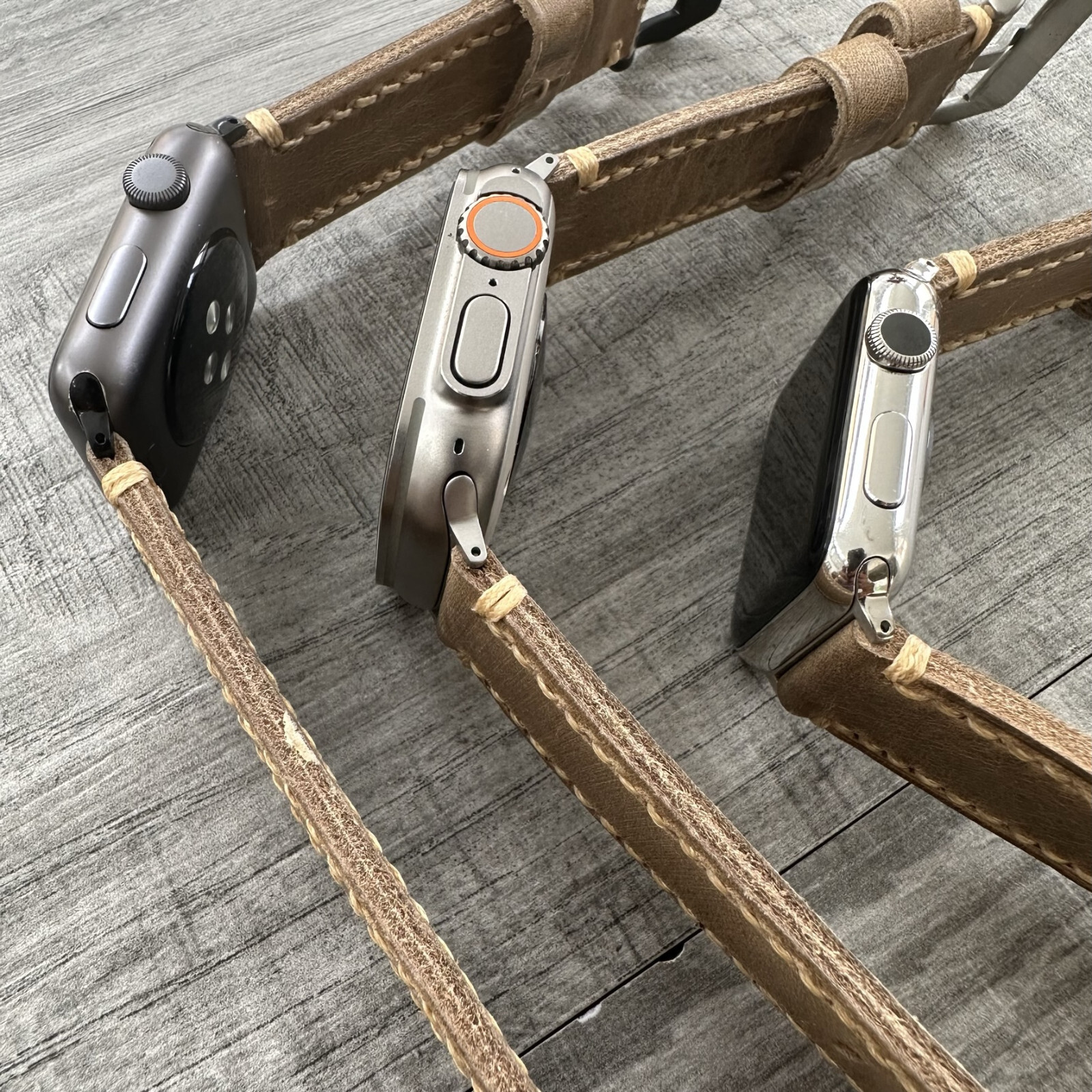 For Apple Watch Ultra 1 2 49mm 45/44mm Thick Distressed Brown Leather Watch Band