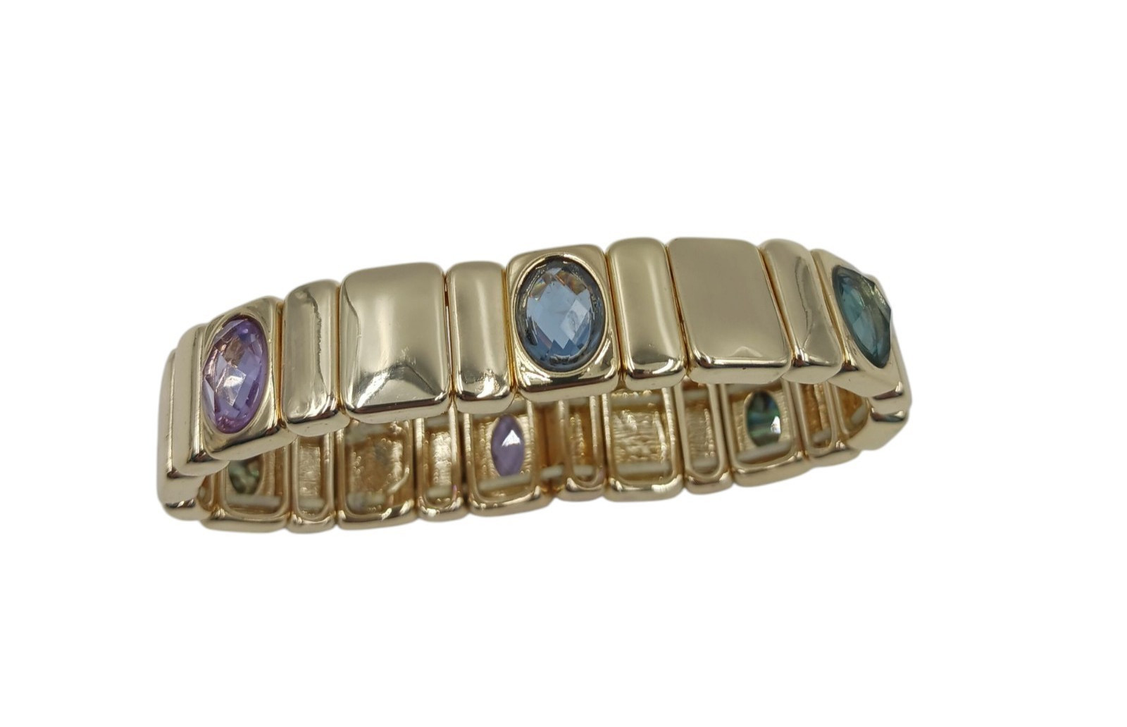 Anne Klein Tile Stretch Bracelet With Zinc Abalone And Plastic Settings Nice New