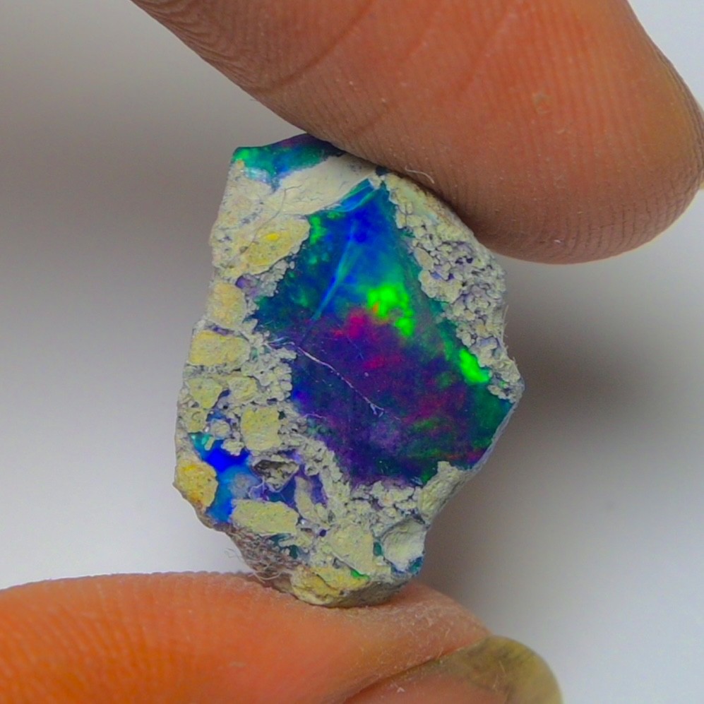 Blue Ethiopian Opal Rough 6.45 cts Smoked Black Opal Raw, Fire Opal