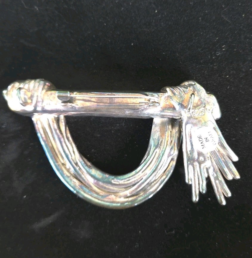 Vintage Israeli Modernist Sterling Silver Hand Brooch Pin Wire Wrapped 925 31g