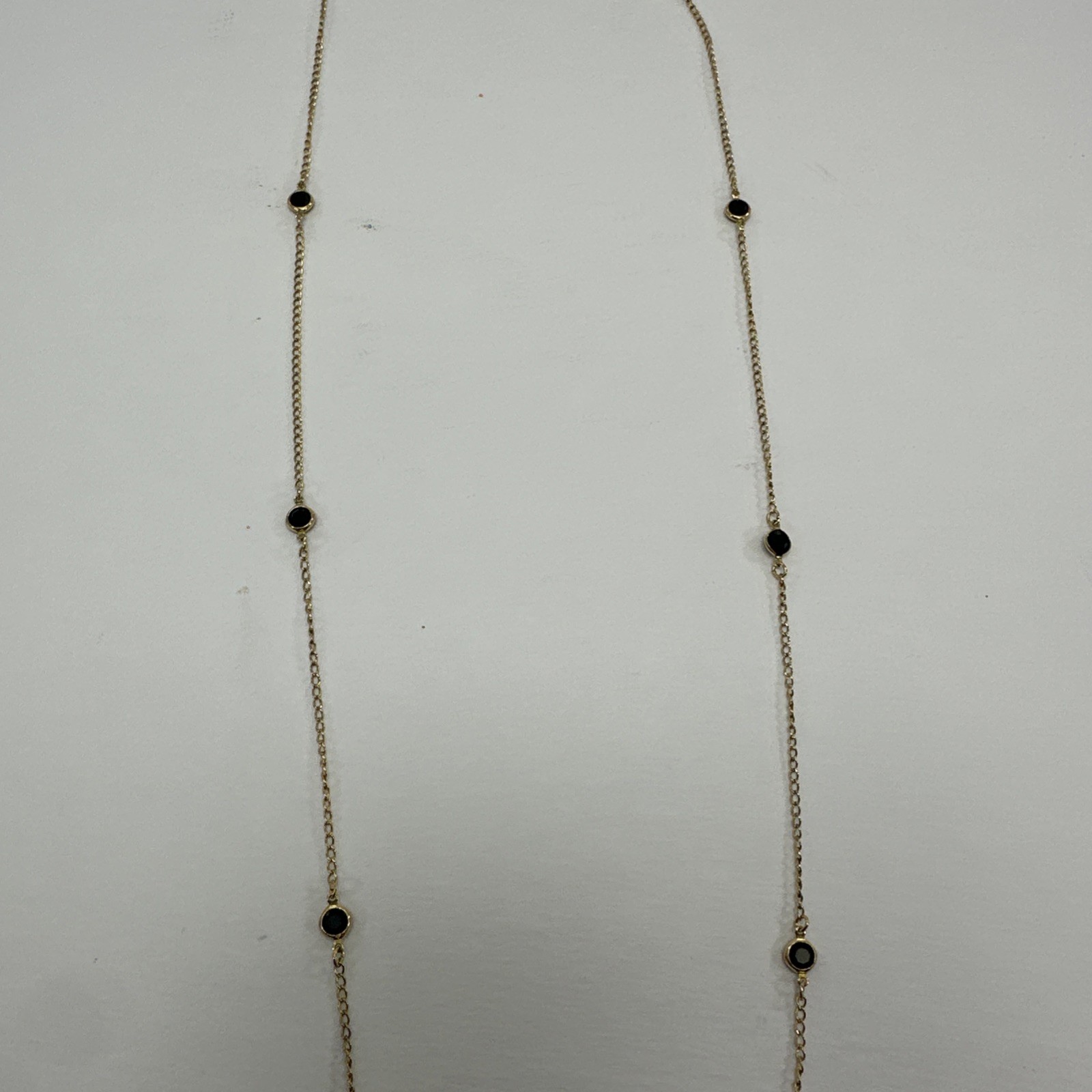 Vintage 12K Gold Plated Necklace Gold GE Chain With Black Stones Dainty Classic