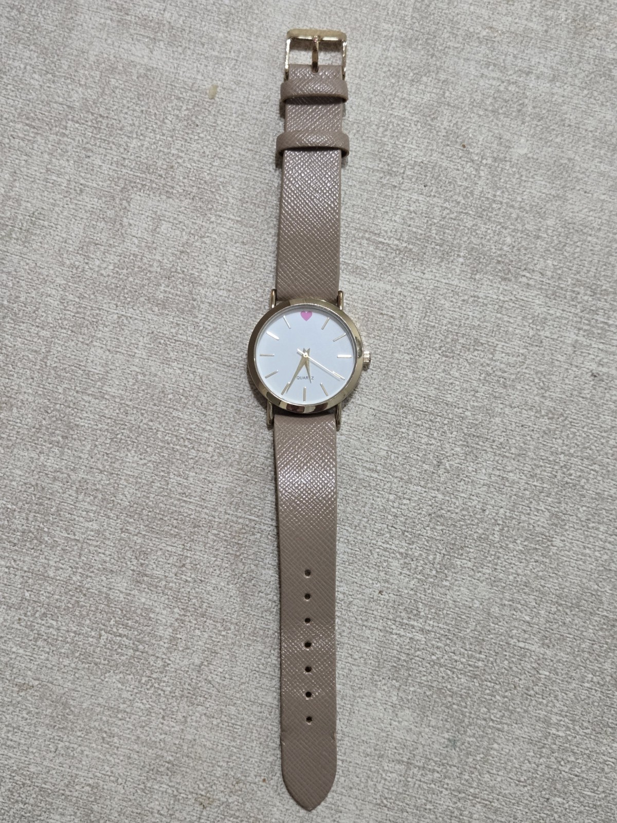 Accutime Watch Corp TGT21509WAC Gold Tone Heart Dial Beige Strap Quartz Watch