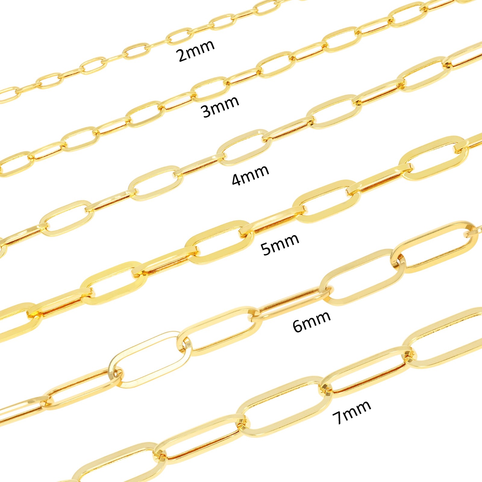 14k Yellow Gold Paperclip 2mm-7mm Chain Cable Rolo Bracelet Mens Womens 7″ – 8″