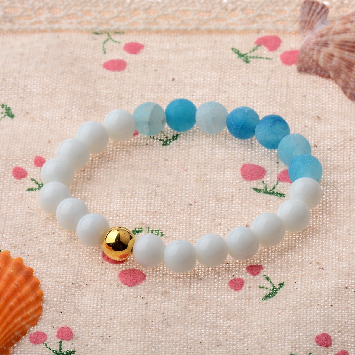 6 Color Unisex Handmade Natural 8mm Round Agate Gemstone Beads Stretch Bracelet