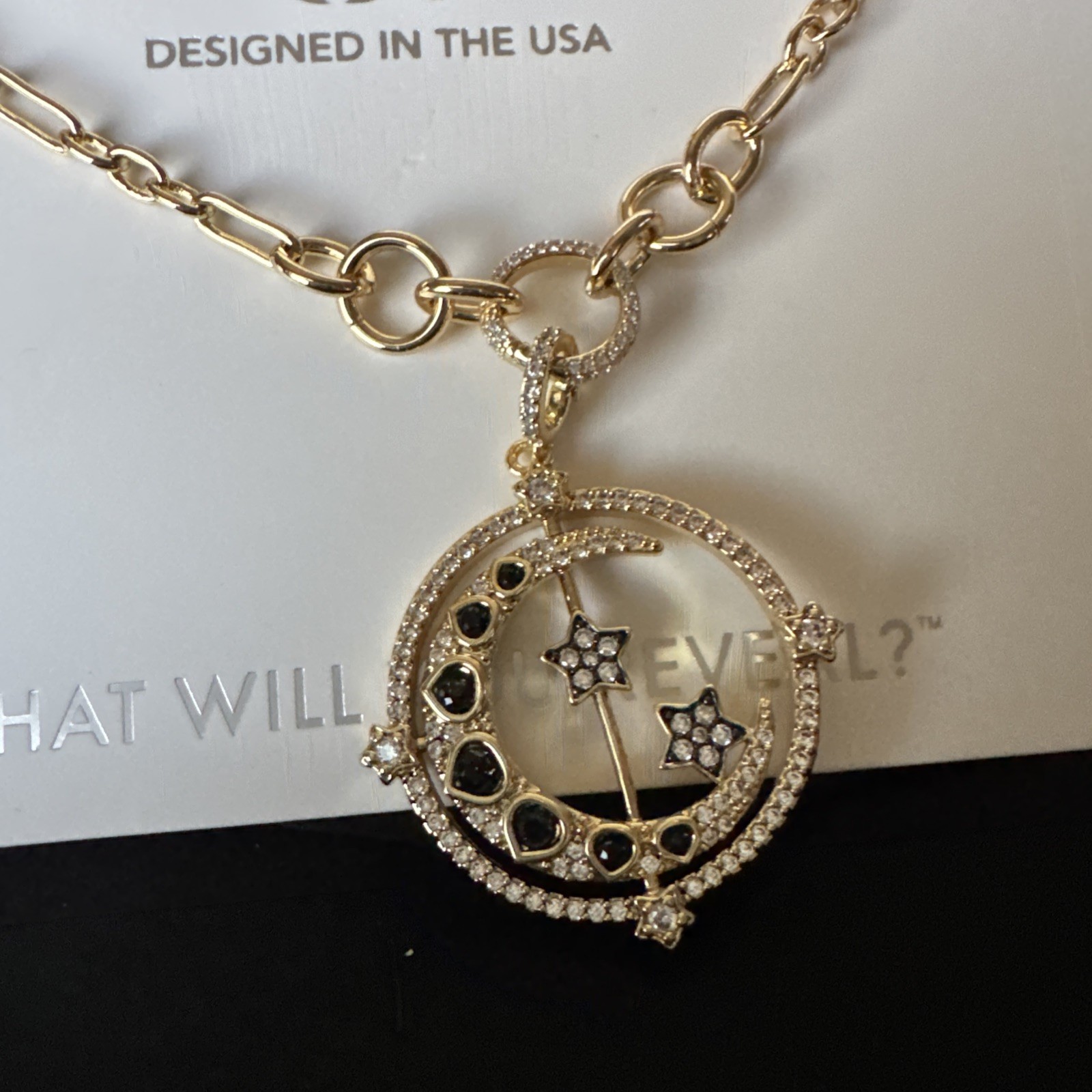 Bomb Party Obsidia Necklace “ She Lives Among The Stars” LC Onyx Sandstone Gold