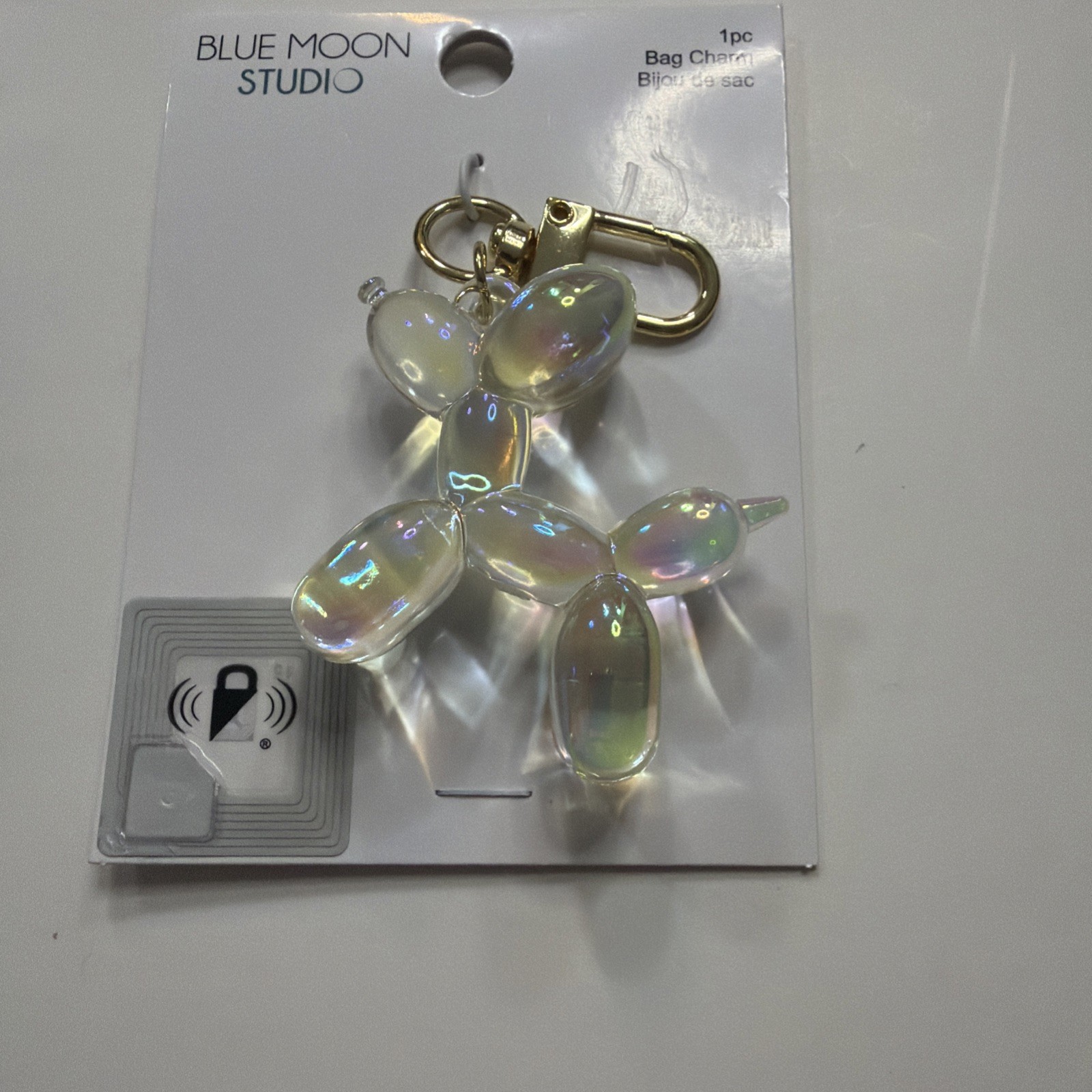 Blue Moon Studio Clear Air Balloon Dog Bag Charm iridescent shine