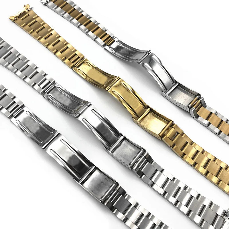 Stainless Steel Curved End Watch Band 13mm 17 18 19 20mm 21mm Metal Watch Strap