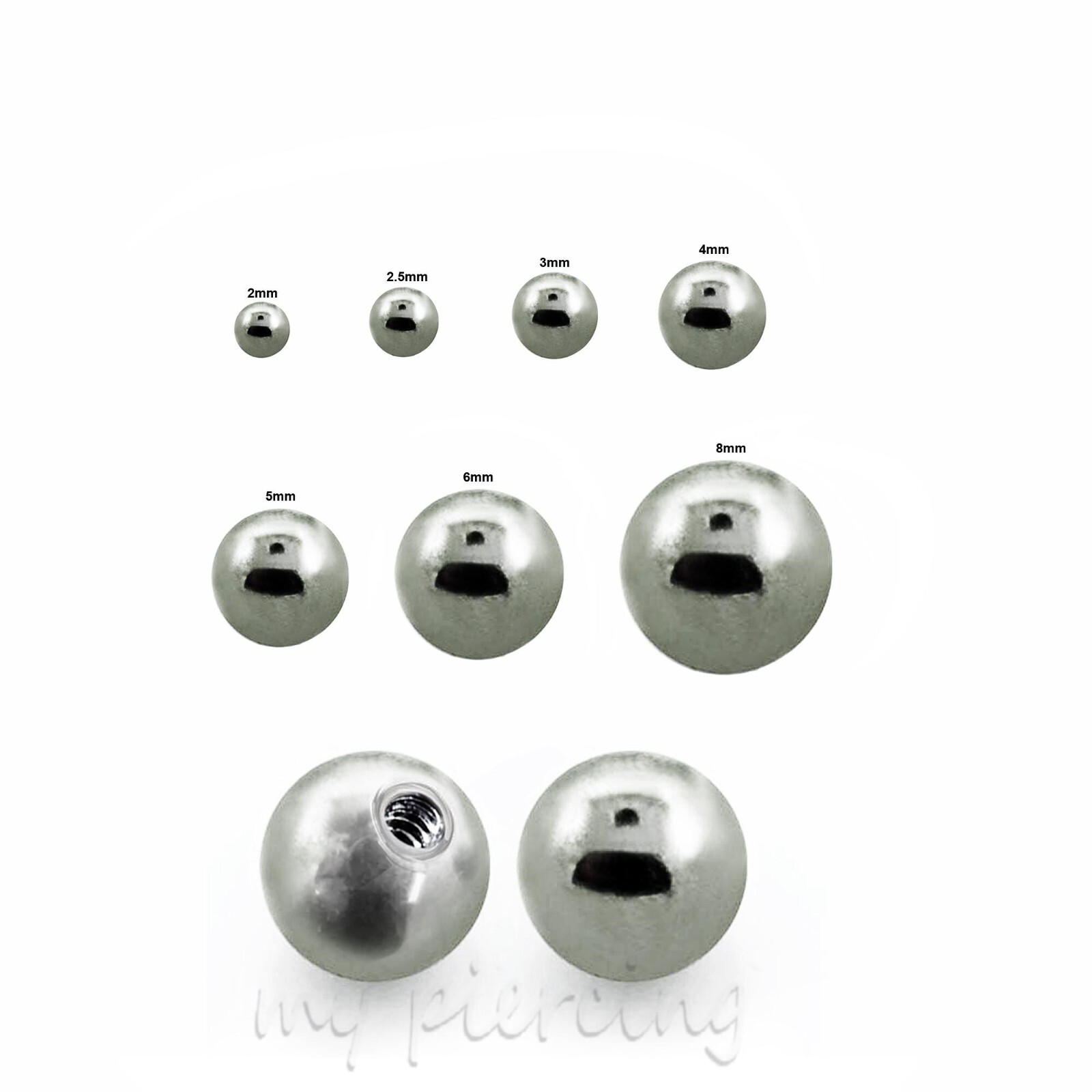 10pcs. Pack 20G 18G 16G 14G Steel Threaded Ball Replacement Body Jewelry Part