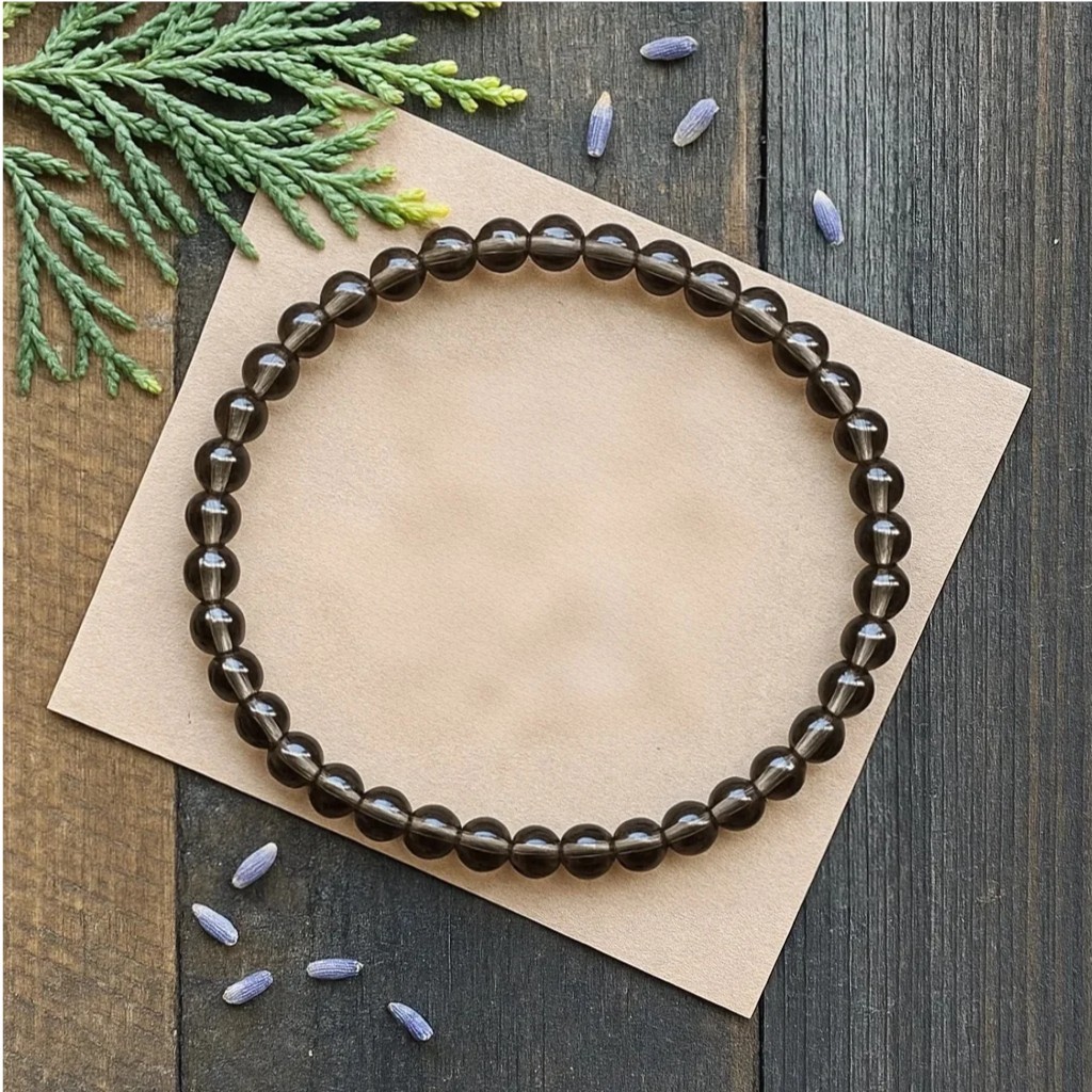 Natural 4mm Smoky Quartz Beaded Bracelet Healing Crystal Handmade Bracelet Gift