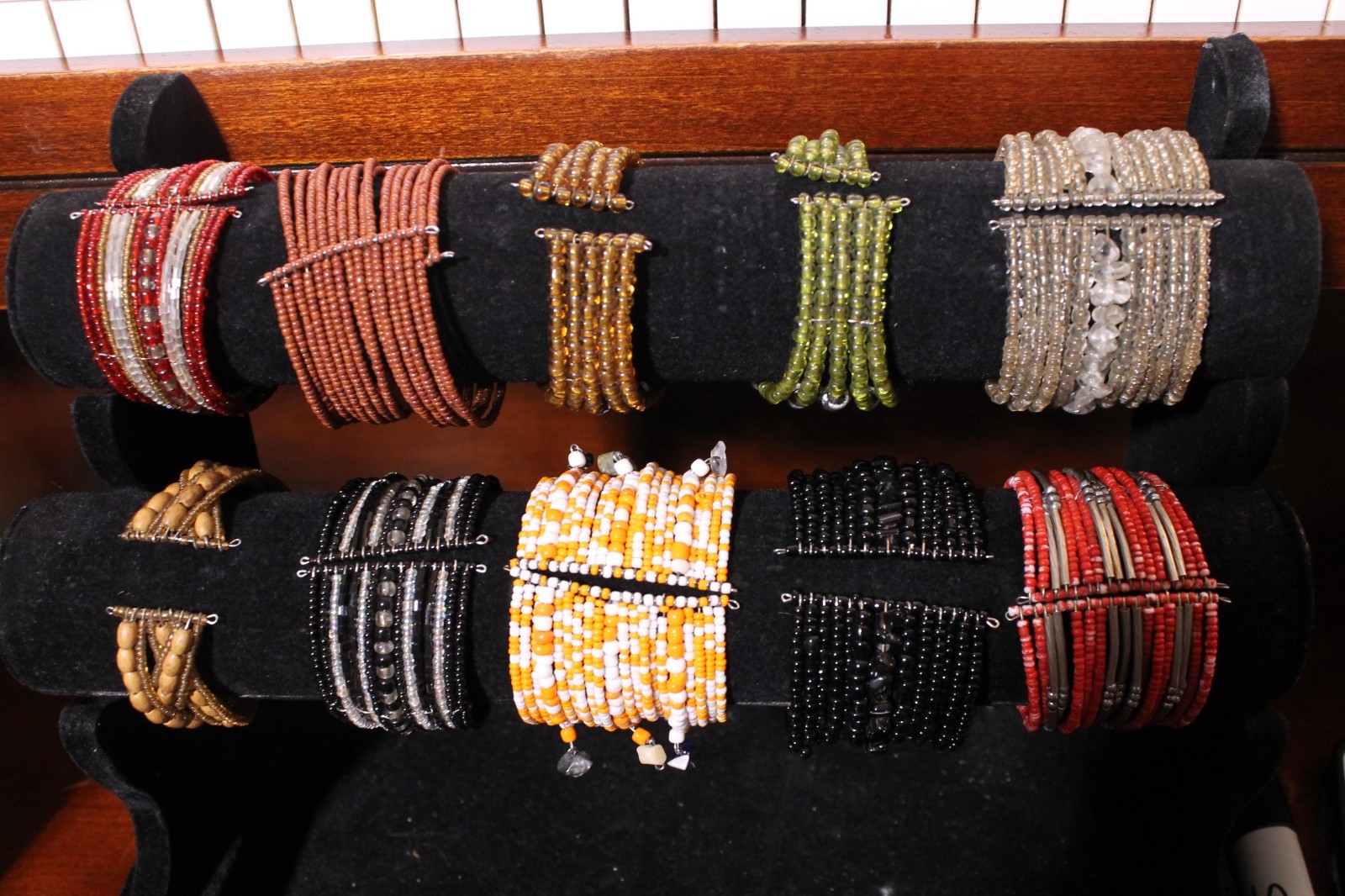 New Lot of TEN Bracelets Handmade in Indonesia Beads Multicolor Colorful Cuff