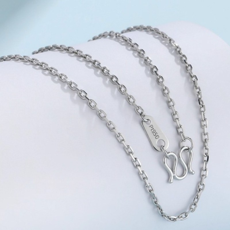 Pure Platinum 950 Chain Women Lucky 1mm-1.5mm O Link Necklace 17-24inch