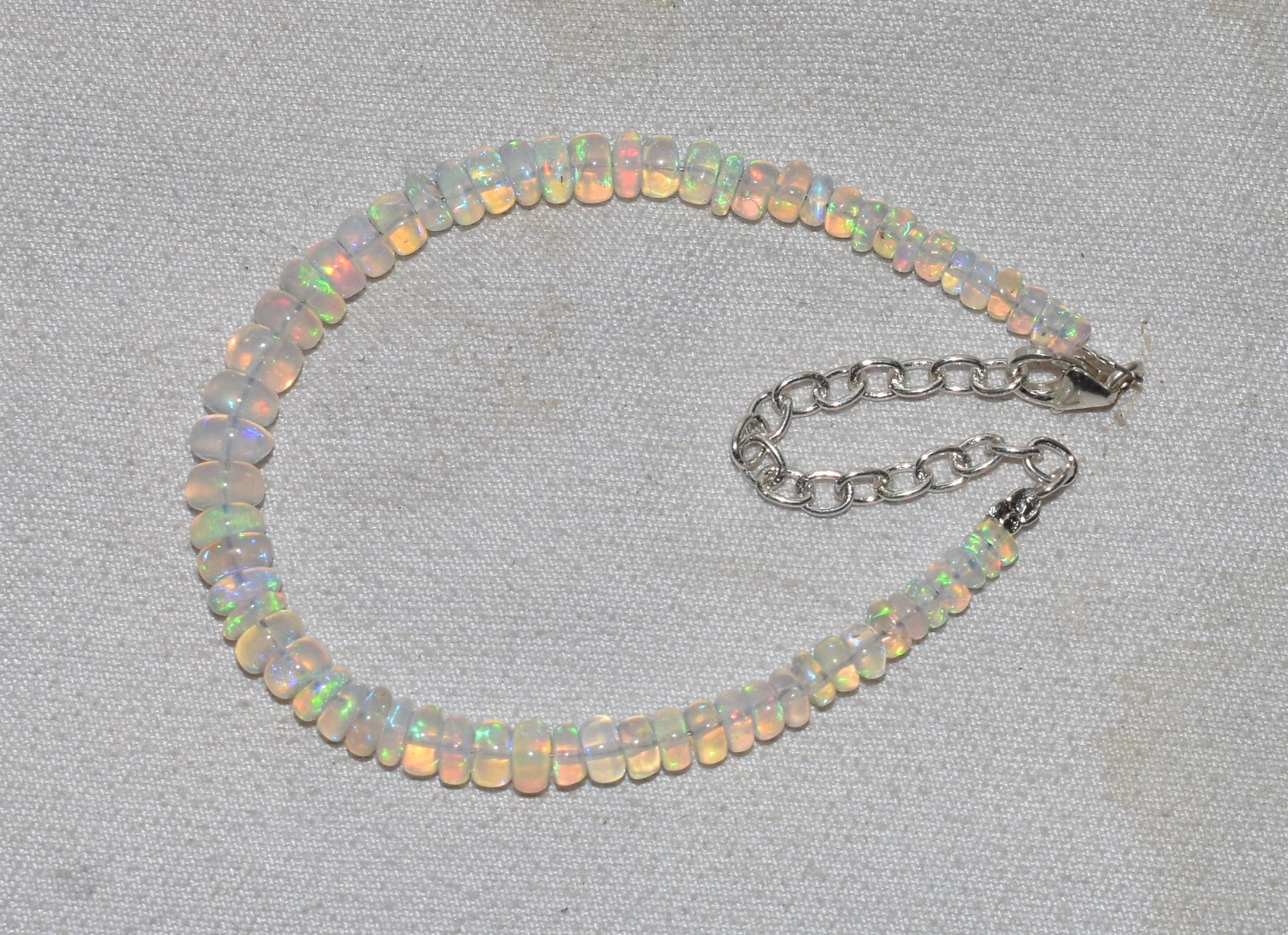 925 Sterling Silver Natural Ethiopian Opal Gemstone Beads 7″Bracelet ##F1730