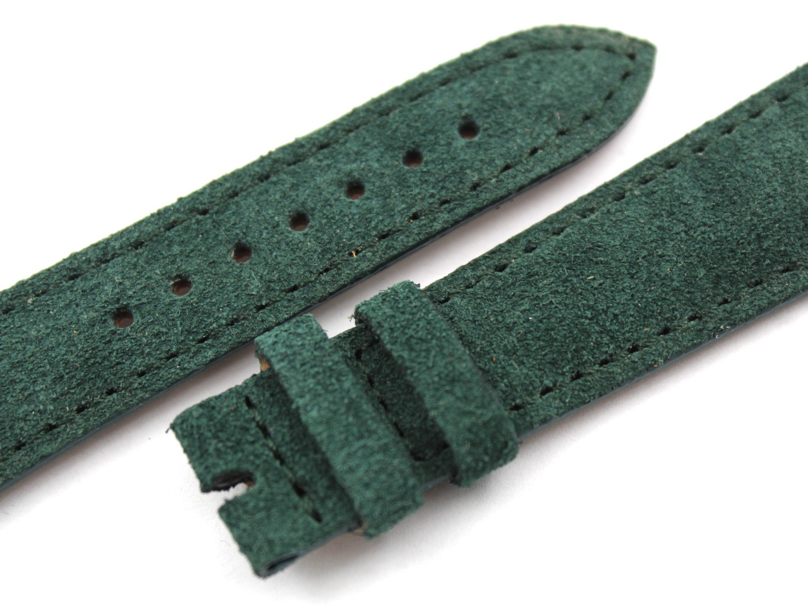 Watch Band Genuine Leather Suede Dark Green Handmade Casual Various Sizes