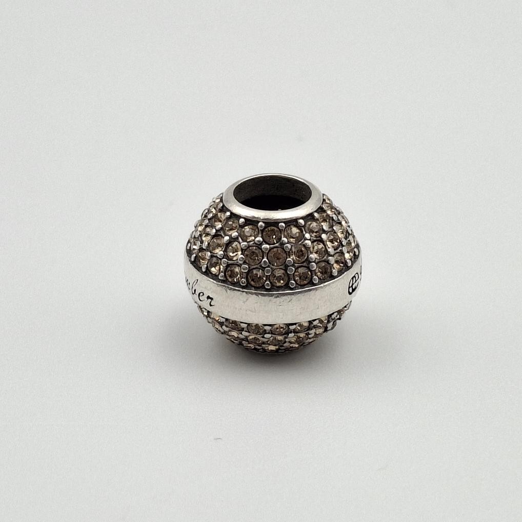 925 Sterling Silver Pave Set Dark Yellow Crystal November Birthstone Bead Charm