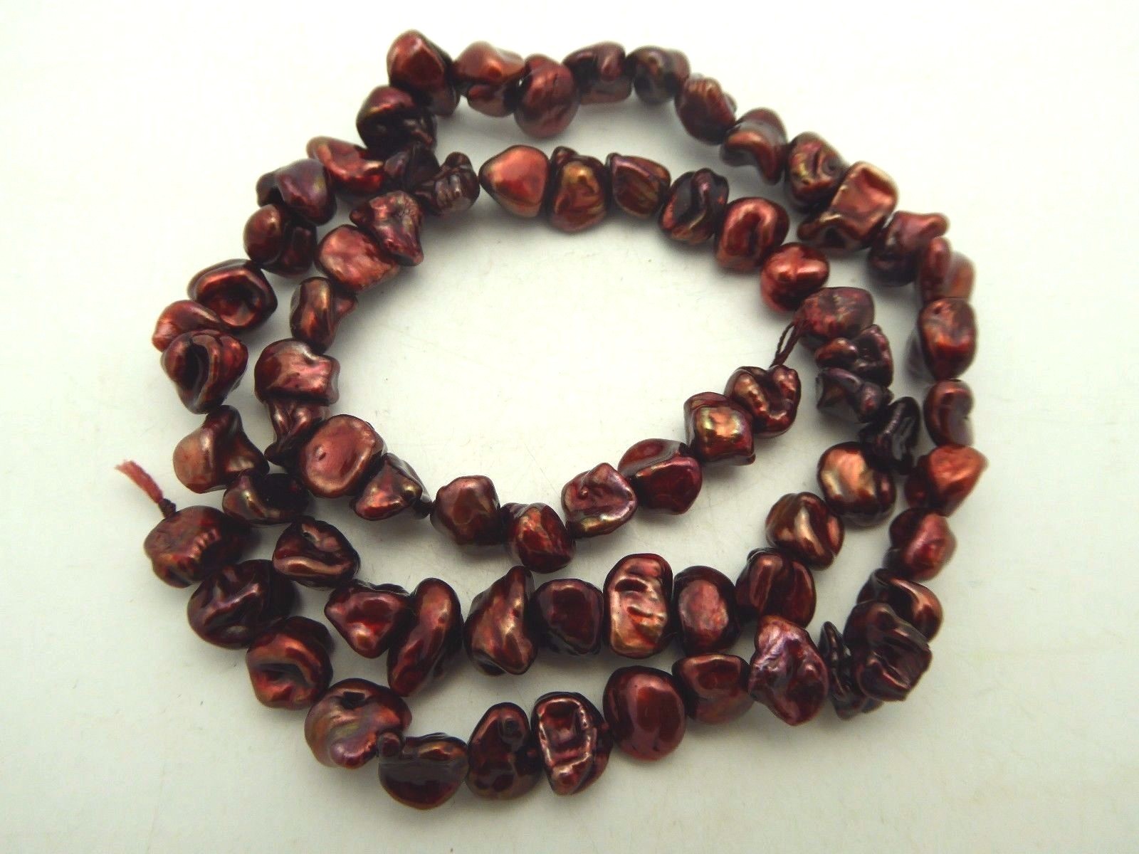 Freshwater Keishi Pearls Burgundy Red Maroon 7-8mm Beads 15.5″ Strand Bargain