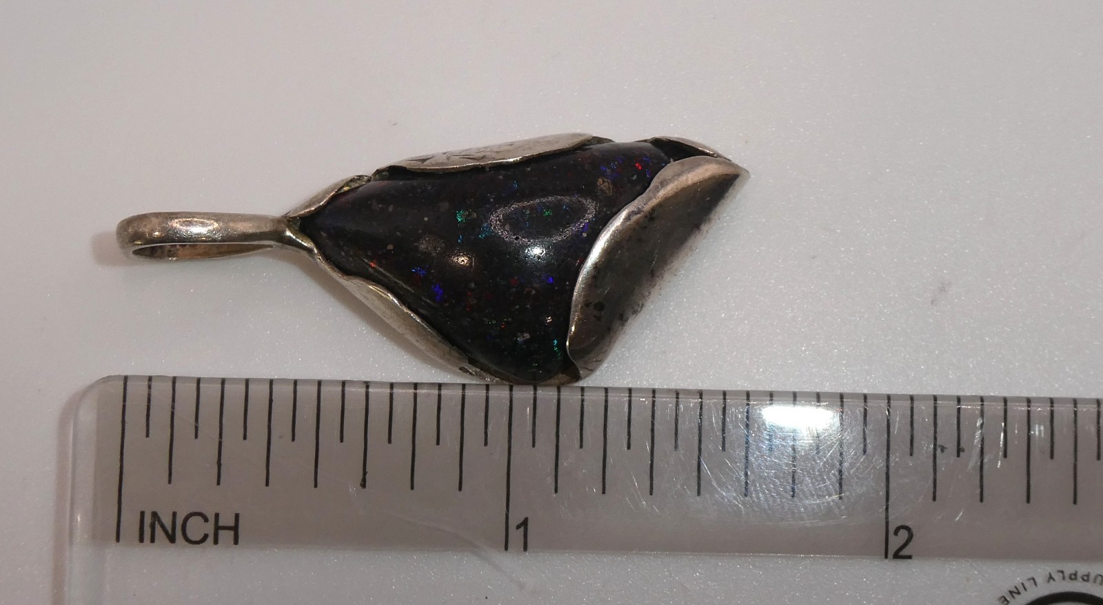 Sterling Silver Pendant Black Matrix Fire Opal Handcrafted Artisan Studio OOAK