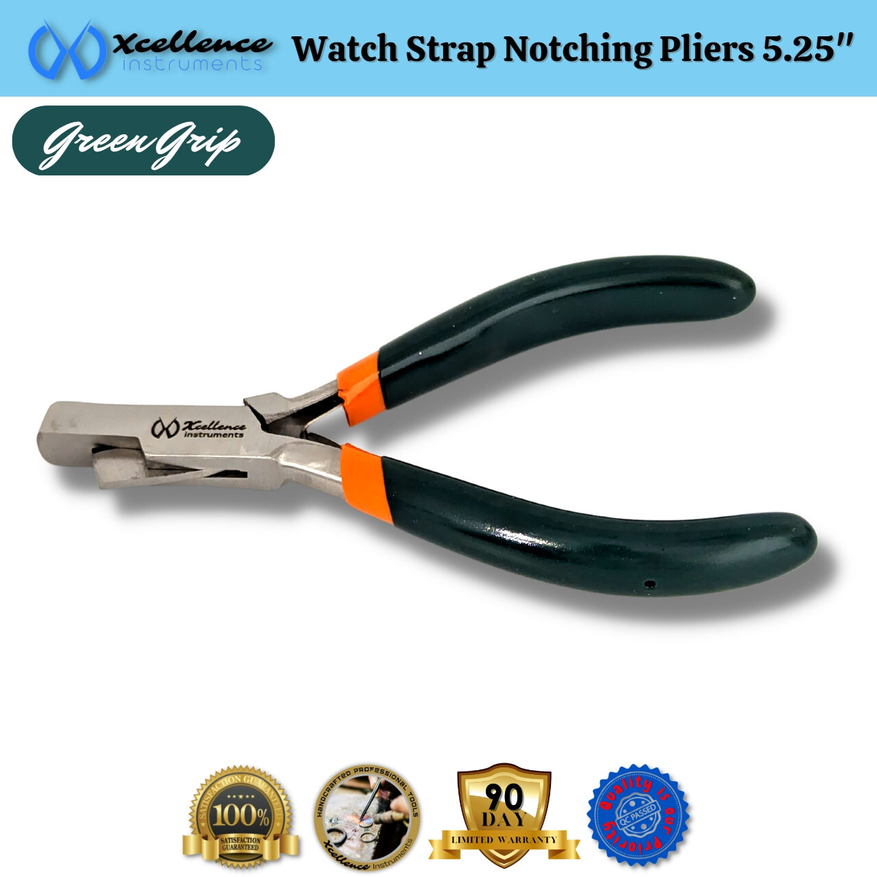 Xcellence Leather & Rubber Watch Strap Notching Pliers Repair Tools 5.25″ Green