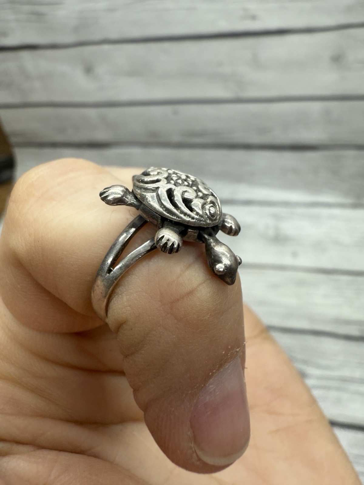 Sterling Silver Moveable Parts Turtle Ring 925 Fine Size 5