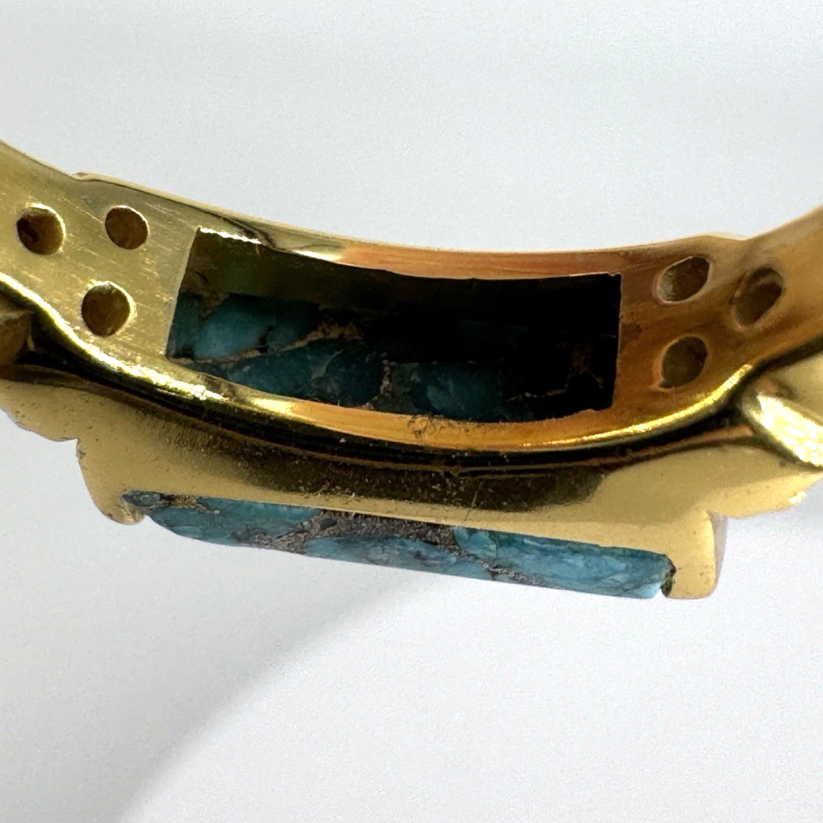 Ross Simons Turquoise & Topaz Ring Size 8.25 in 18kt Gold Over Sterling 4.58g