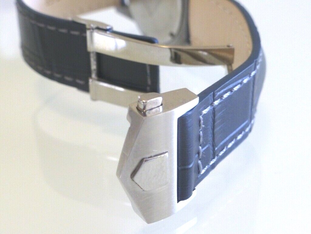 Genuine Leather Band strap with Deployment Clasp for Tag Heuer Monaco Carrera