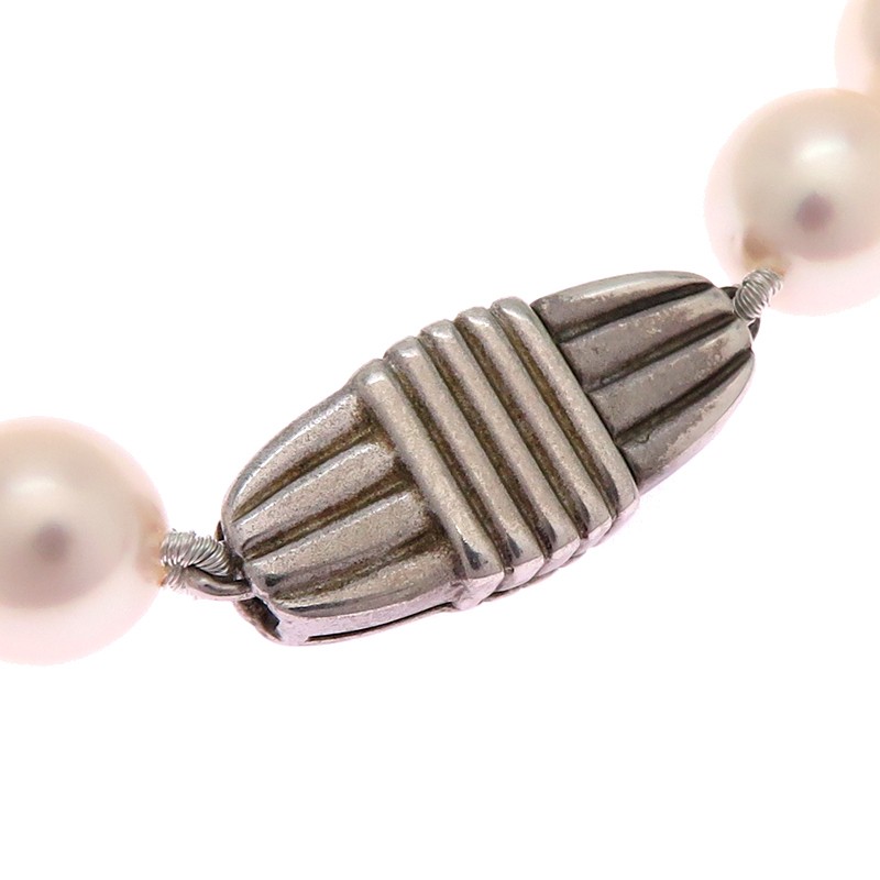 MIKIMOTO Akoya Pearl Necklace 7-7.5mm K18 18K White Gold Womens Authentic