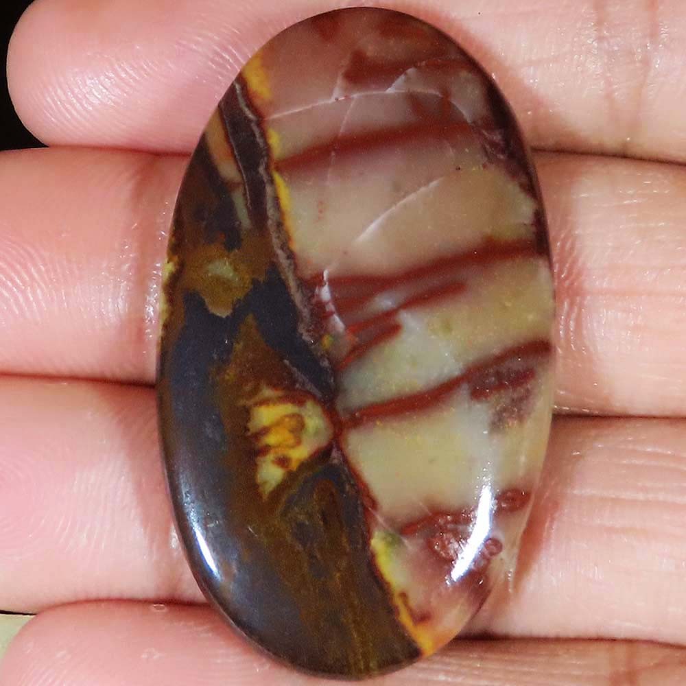natural Picture Jasper oval Opaque loose gemstone 70.80 Carat. (27 x 46 x 05 mm)