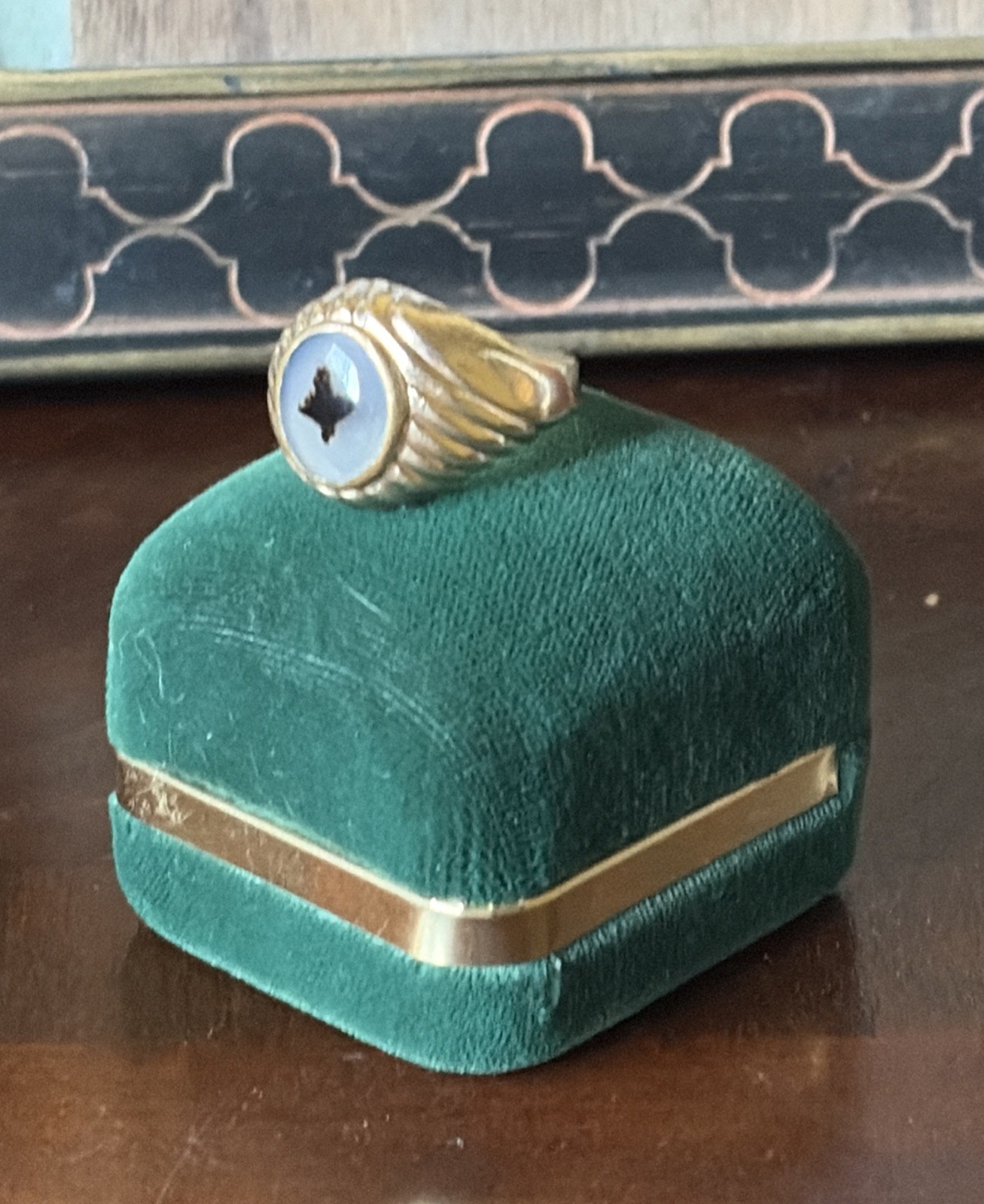 Vintage 1/20 10k Gold Filled Ring Dendritic Stone size 8.75