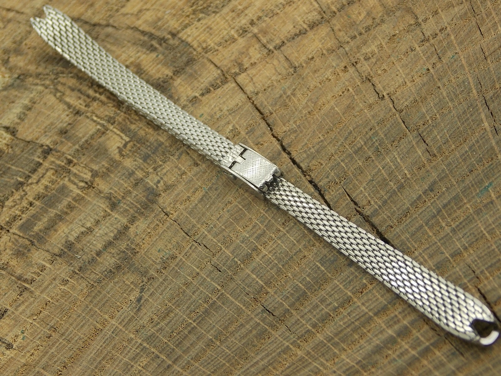 Vintage Watch Band NOS Unused Stainless Steel Mesh Sliding Clasp C-Ring Ladies