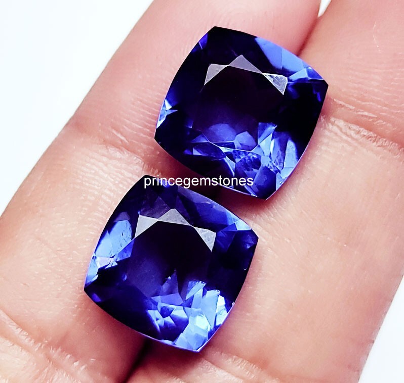 Natural Tanzanite Cushion Cut 16 Ct Pair Certified Loose Gemstone P051