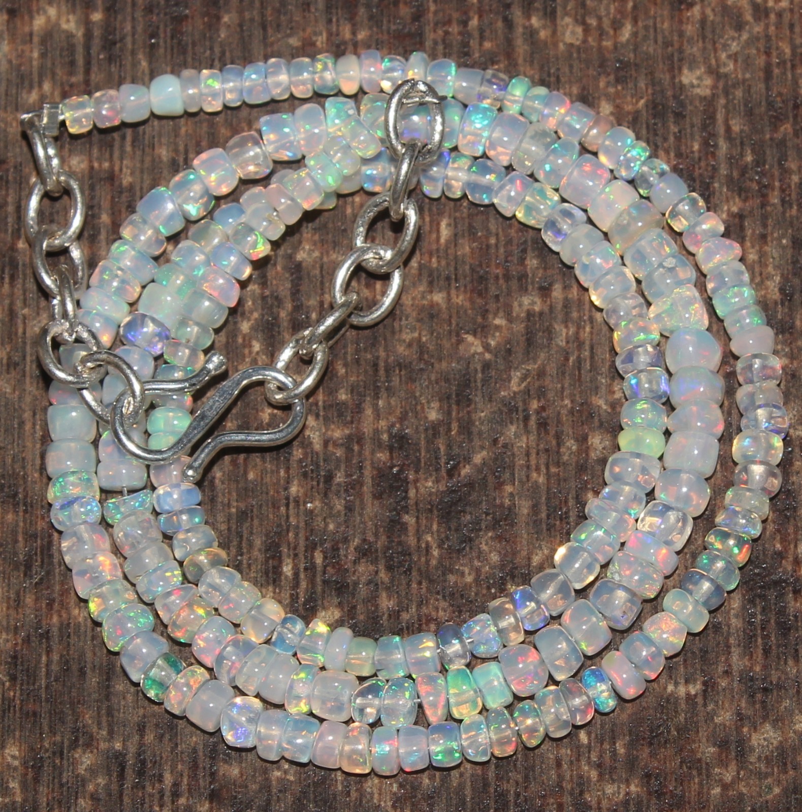 Natural Ethopian Opal Rondelle Beads 3-4MM 16inch Opal Necklace Gemstone Jewelry