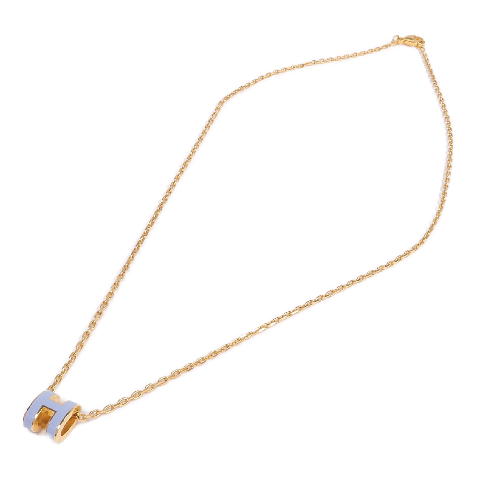 HERMES Mini Pop H Necklace Metal Blue/Gold