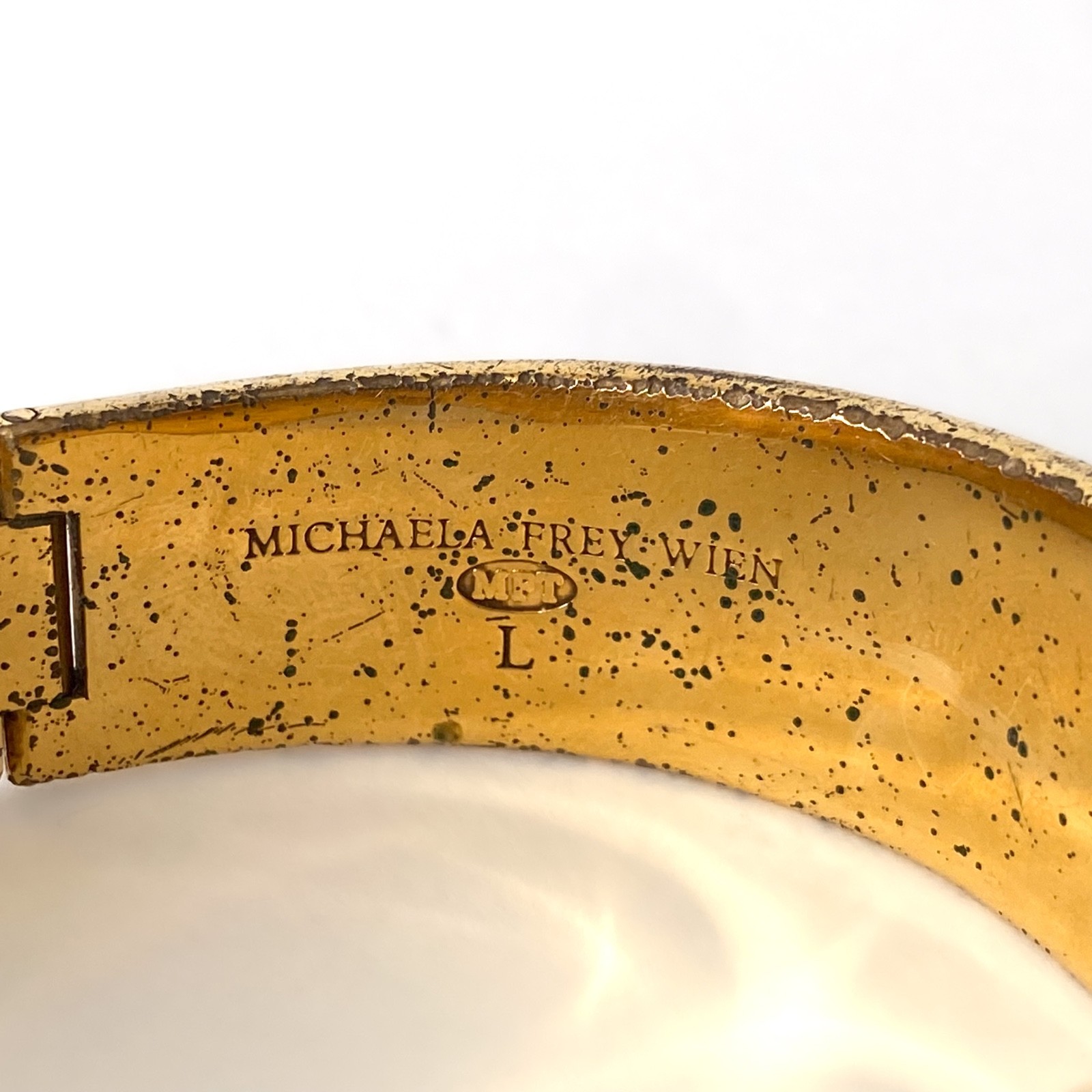 Michaela Frey Wien Vintage Gold Metal And Enamel Bracelet – 1980s